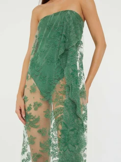 Discount CHRISTOPHER ESBER FLOATING LACE STRAPLESS DRESS Evergreen