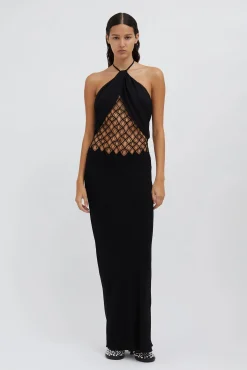 Outlet CHRISTOPHER ESBER FLUTED SILK COLUMN DRESS Black