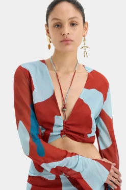 Shop SIR FRANKIE GATHERED SLEEVE TOP RubyReflection