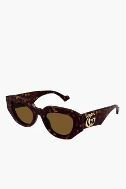 Clearance GUCCI GEOMETRIC-FRAME SUNGLASSES Tortoiseshell