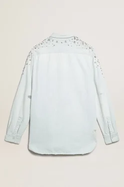 New GOLDEN GOOSE GOLDEN W'S BOYFRIEND DENIM SHIRT Blue
