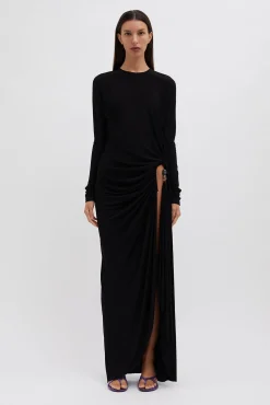 Fashion CHRISTOPHER ESBER HELIX CRYSTAL STONE L/S DRESS Black