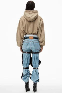 Cheap ALEXANDERWANG.T HOODED CROPPED ZIP JACKET Safari