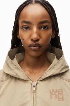 Cheap ALEXANDERWANG.T HOODED CROPPED ZIP JACKET Safari