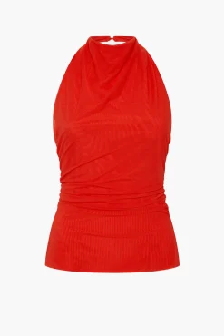 Sale SIR JACQUES MESH HALTER TOP PomeloRed