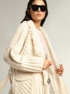 Online GOLDEN GOOSE JOURNEY W'S KNIT BELTED CARDIGAN Papyrus