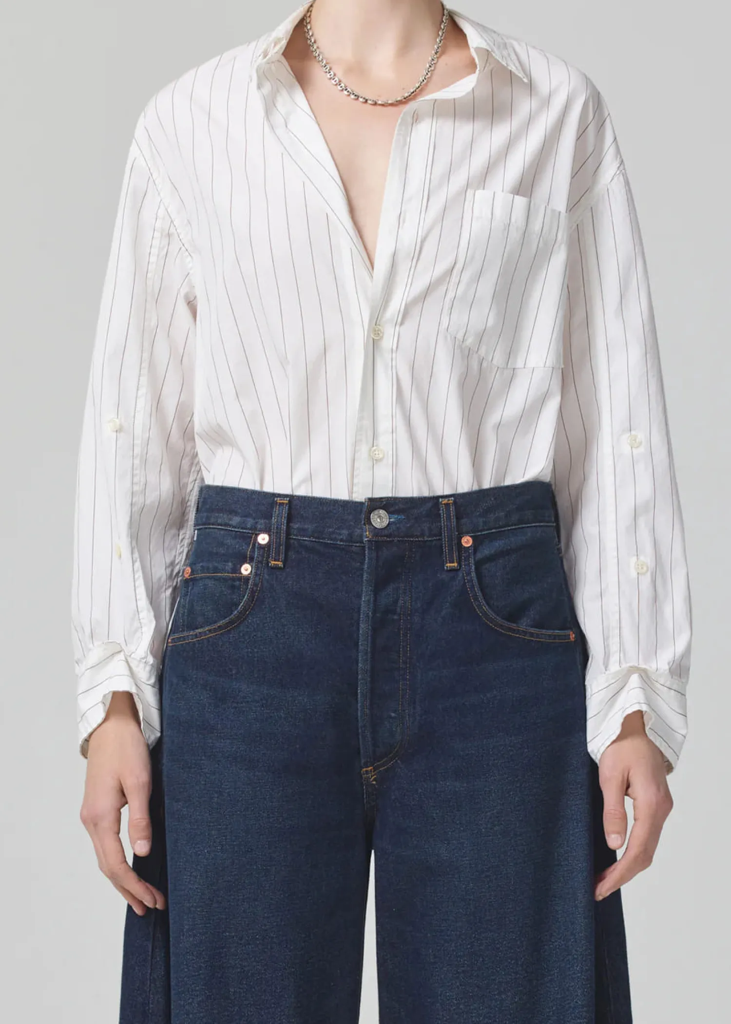 Outlet CITIZENS OF HUMANITY KAYLA SHIRT BitterChocolateStripe