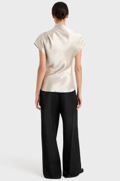 Best Sale BONDI BORN KOBE PLEAT SHOULDER TOP Silver