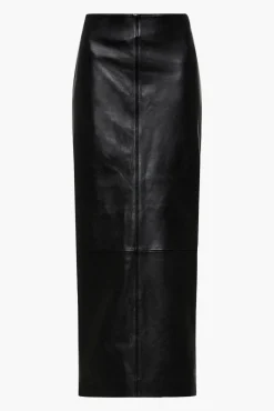 Hot ST. AGNI LEATHER COLUMN SKIRT Black