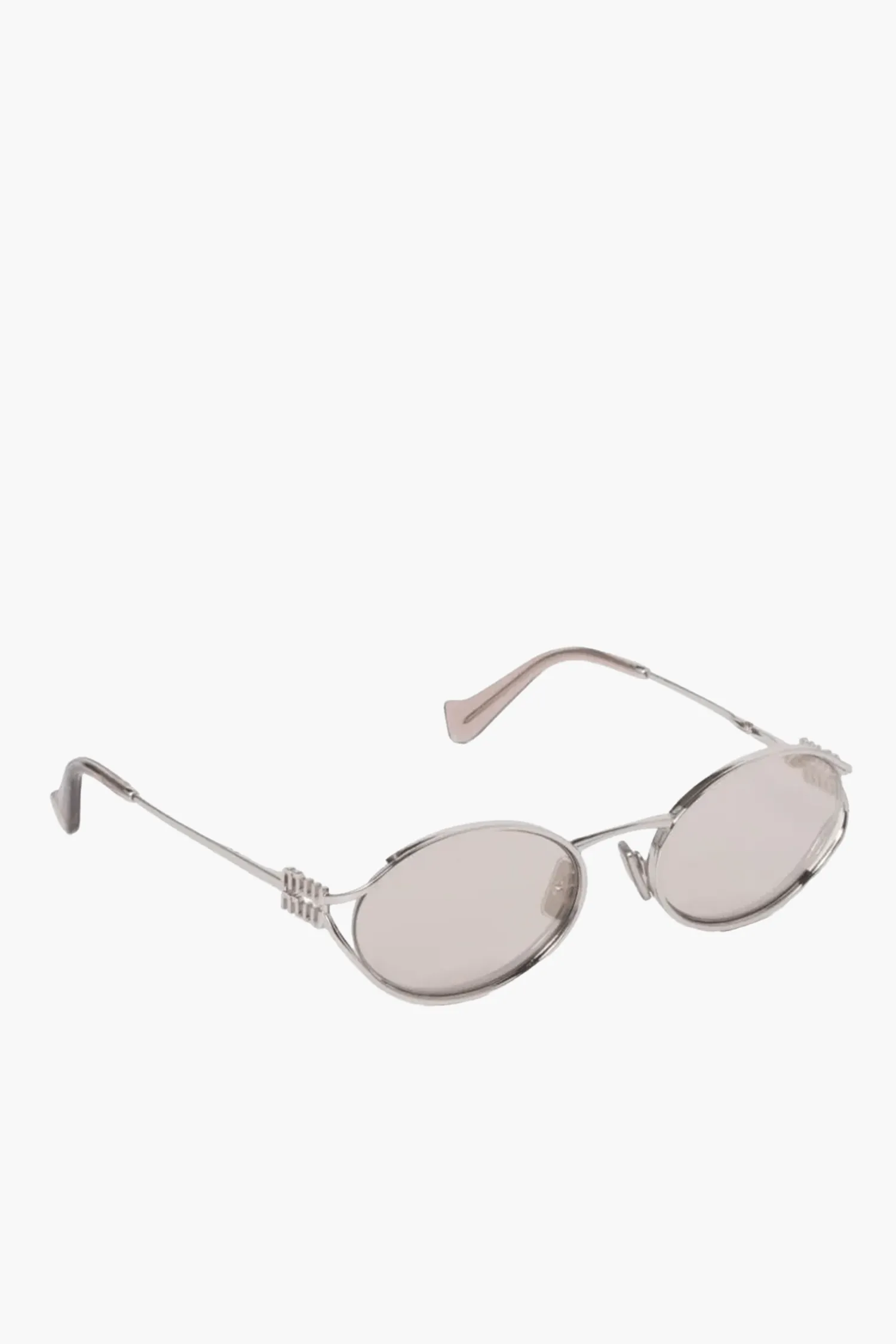 Online MIU MIU LOGO METAL OVAL SUNGLASSES Silver/Ivory