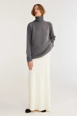 Sale RÓHE LONG SATIN SKIRT Cream
