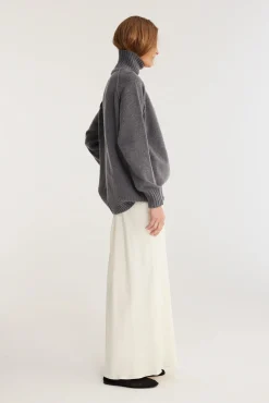 Sale RÓHE LONG SATIN SKIRT Cream