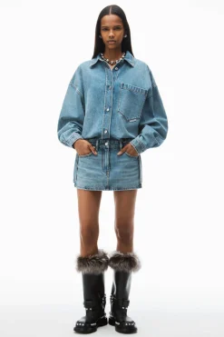 New ALEXANDER WANG LONG SLEEVE PRESTYLE MINI SHIRT DRESS
