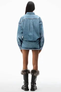 New ALEXANDER WANG LONG SLEEVE PRESTYLE MINI SHIRT DRESS