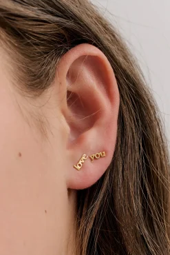 Cheap ANNA ROSSI LOVE YOU STUDS Gold