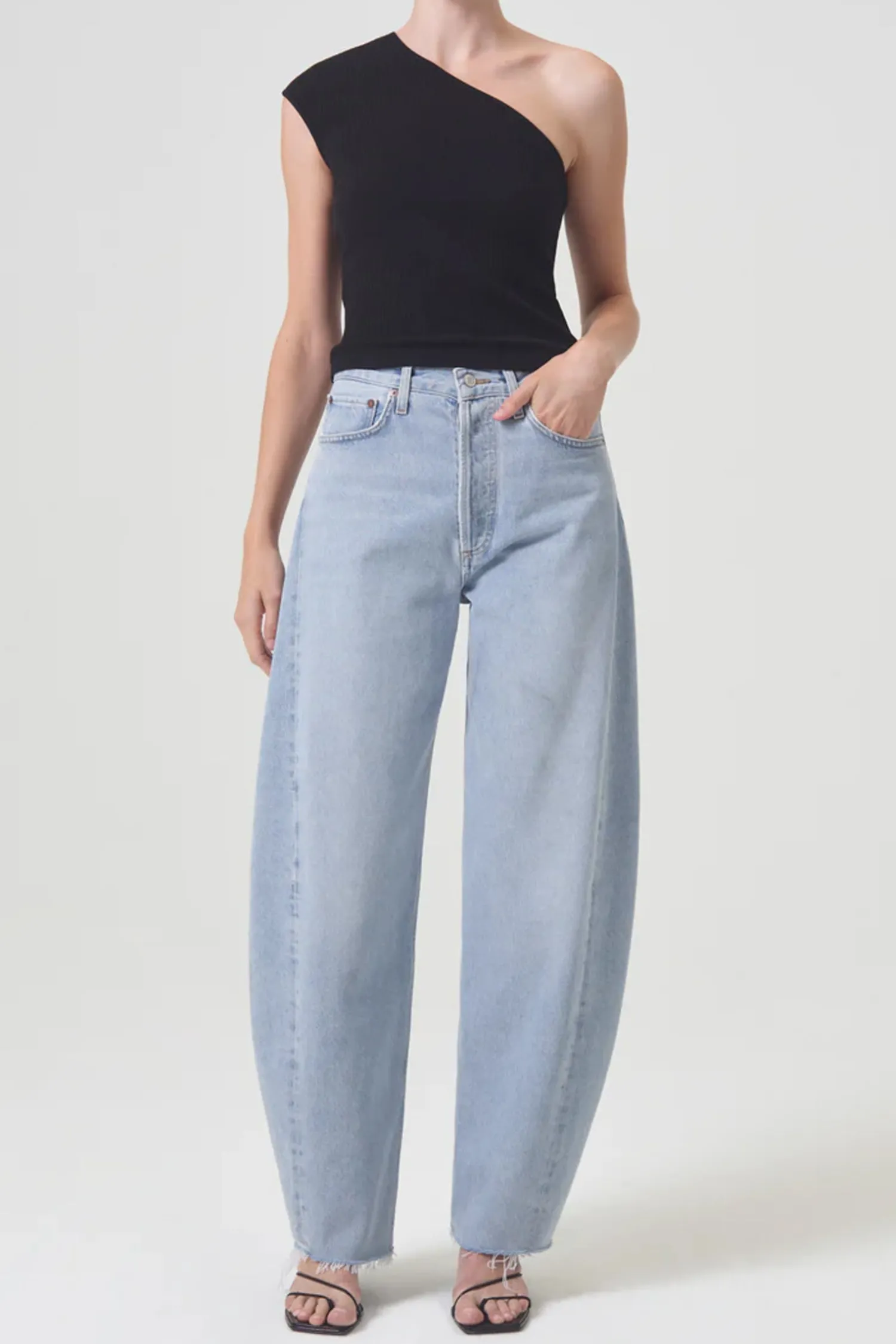 Shop AGOLDE LUNA HIGH RISE PIECED JEAN