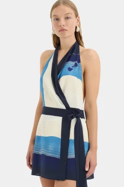 Clearance SIR MARINER WRAP HALTER MINI DRESS
