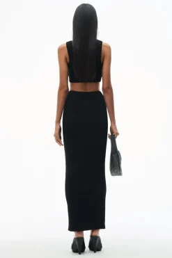 Fashion ALEXANDERWANG.T MAXI SKIRT WITH EMBOSSED LOGO