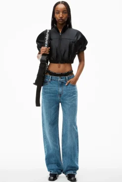 Fashion ALEXANDER WANG MID RISE RELAXED JEAN PRESTYLE LOGO ELASTIC BIKINI