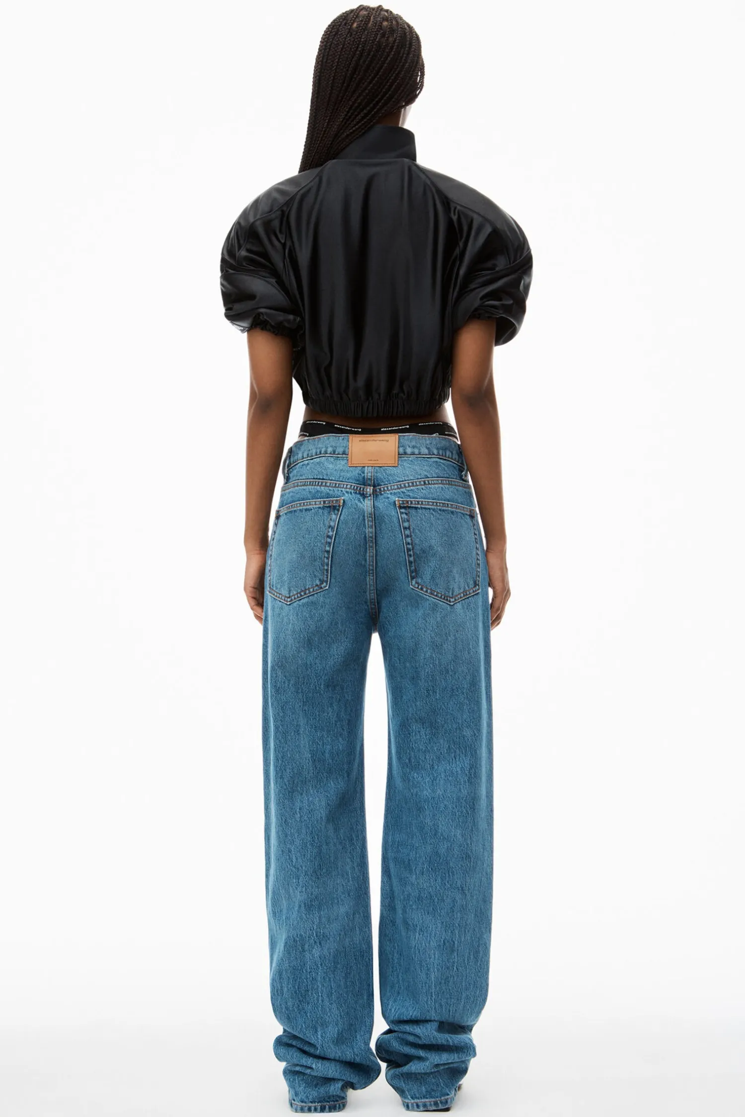 Fashion ALEXANDER WANG MID RISE RELAXED JEAN PRESTYLE LOGO ELASTIC BIKINI