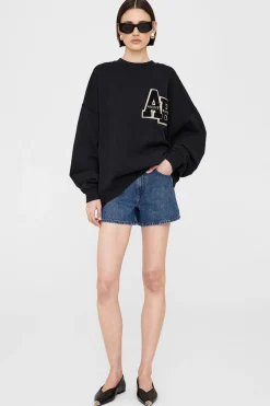Clearance ANINE BING MILES SWEATSHIRT LETTERMAN Black