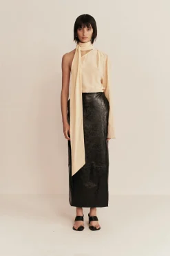 Online ESSE MILOS SPLIT MIDI SKIRT Crema