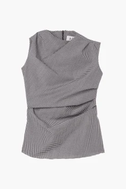 Shop RÓHE MINI CHECK TOP WITH COWL NECK