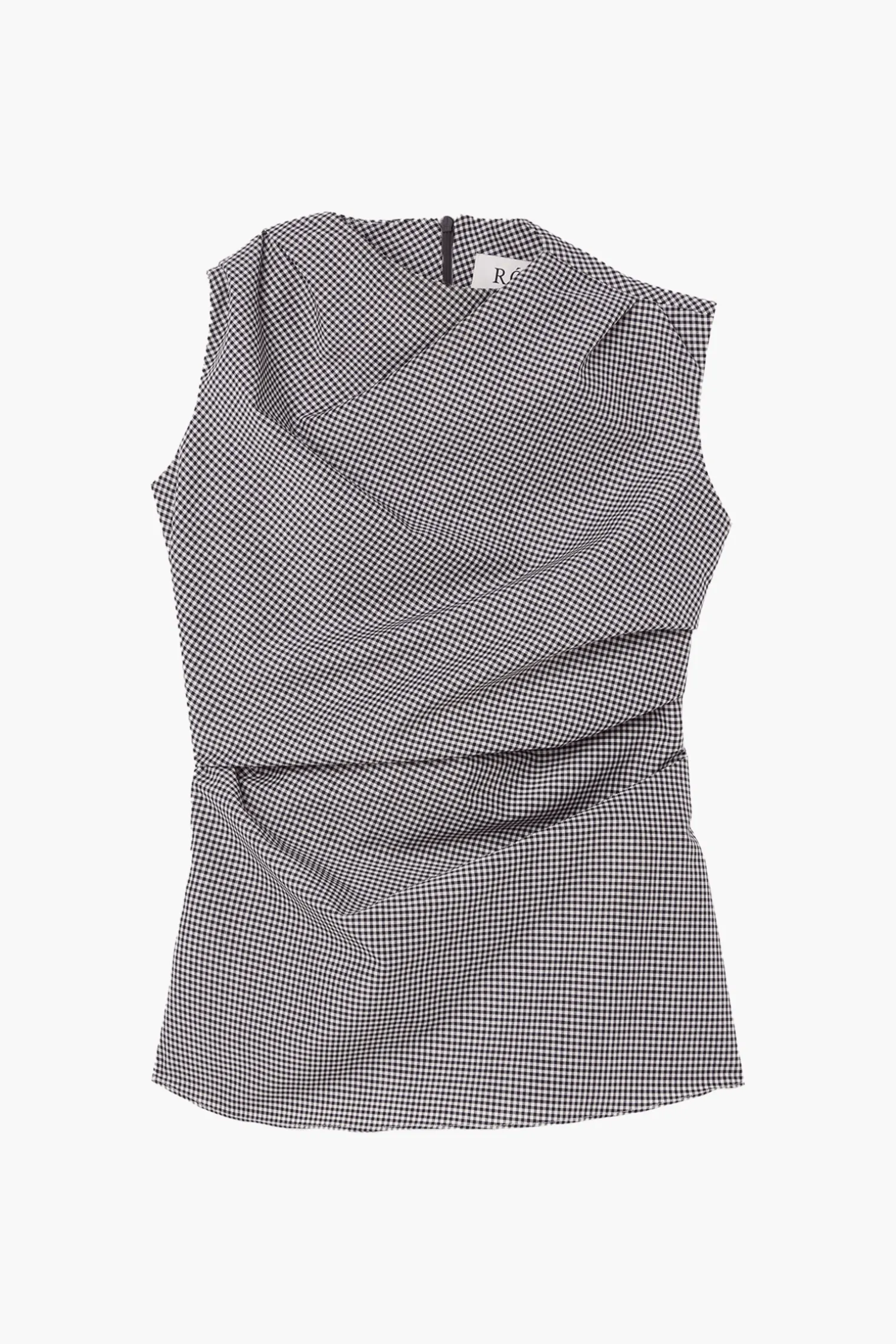Shop RÓHE MINI CHECK TOP WITH COWL NECK