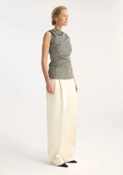 Shop RÓHE MINI CHECK TOP WITH COWL NECK