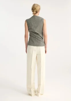 Shop RÓHE MINI CHECK TOP WITH COWL NECK