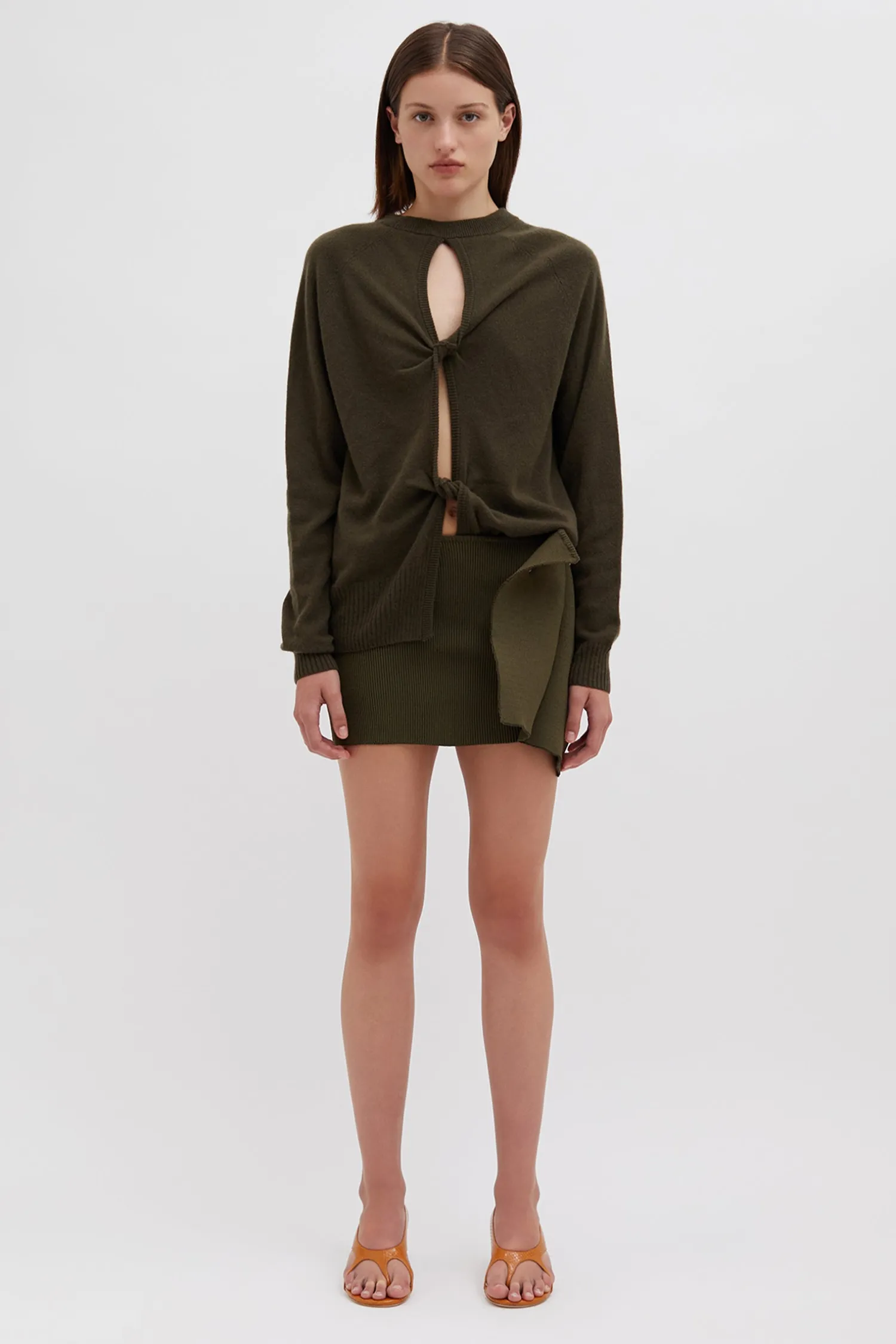 Store CHRISTOPHER ESBER MONUMENT OPEN TWIST SWEATER Khaki