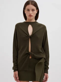 Store CHRISTOPHER ESBER MONUMENT OPEN TWIST SWEATER Khaki