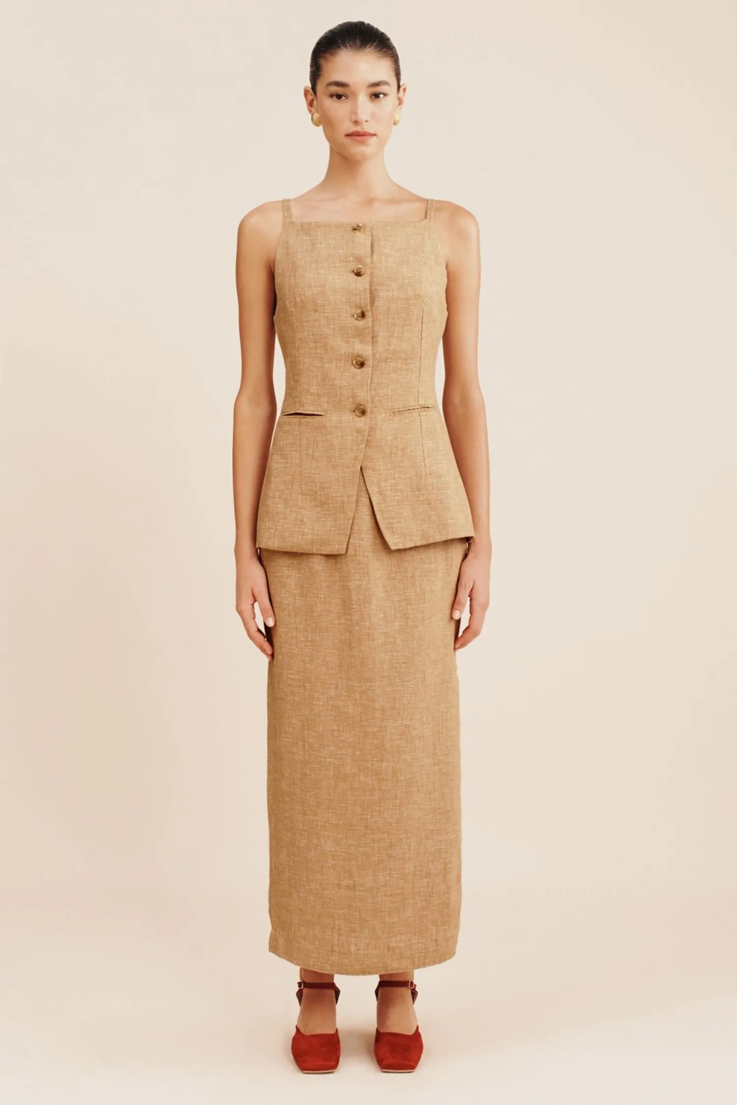 Cheap POSSE NANCY PENCIL SKIRT Walnut