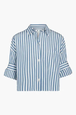 Store TWP NEXT EX SHIRT IN SUPERFINE COTTON White/VintageDenim