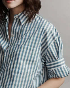 Store TWP NEXT EX SHIRT IN SUPERFINE COTTON White/VintageDenim