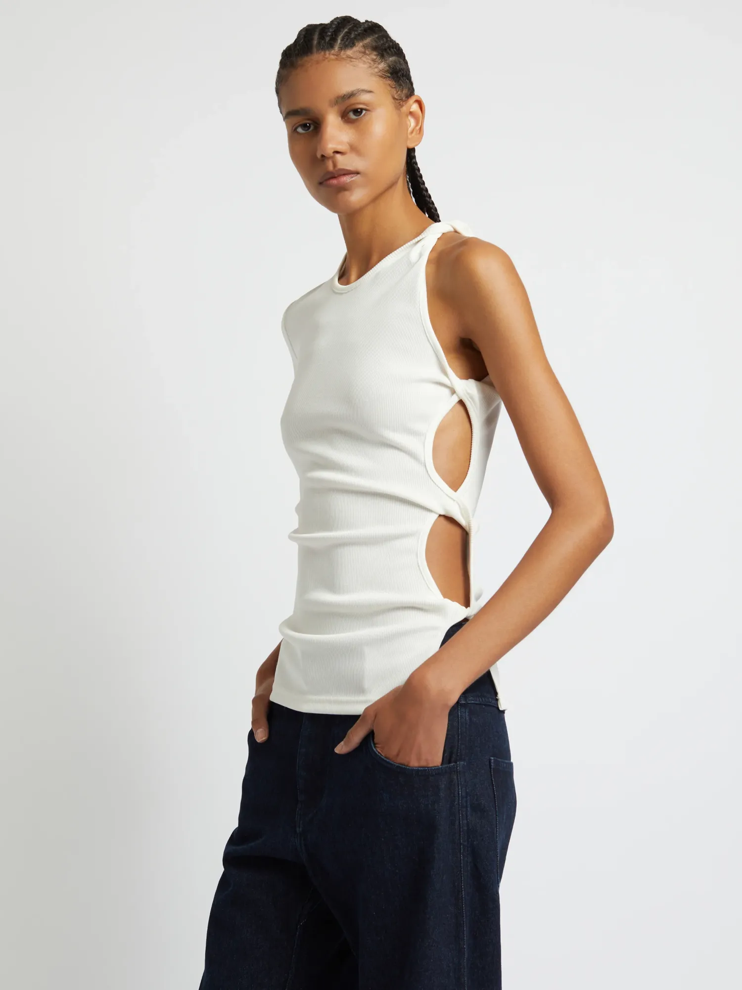 Online CHRISTOPHER ESBER OPEN TWIST SIDE TEE White