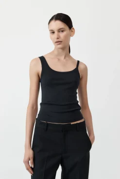 Best Sale ST. AGNI ORGANIC COTTON ASYMM TANK Black