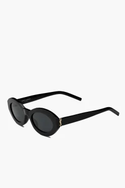 Flash Sale SAINT LAURENT OVAL ACETATE FRAME SUNGLASSES BlackandLightGold