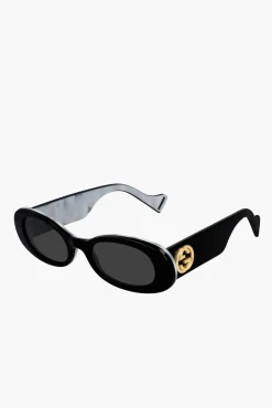 Cheap GUCCI OVAL SUNGLASSES Black