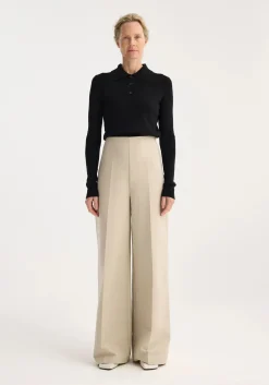 Cheap RÓHE PALAZZO LEG SHAPED TROUSERS Sand