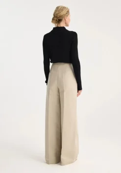 Cheap RÓHE PALAZZO LEG SHAPED TROUSERS Sand