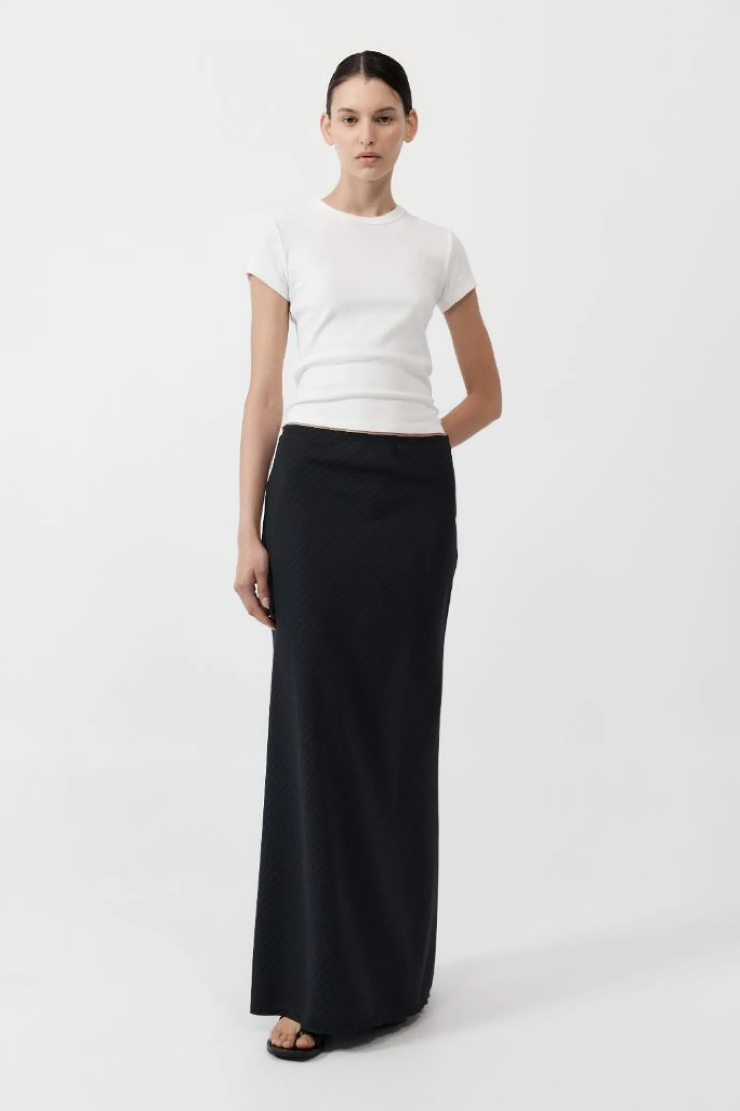 Cheap ST. AGNI PINSTRIPE MAXI SKIRT Black