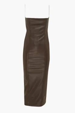 Cheap AAIZÉL RECYCLED VEGAN LEATHER MIDI DRESS WITH OPEN BACK DarkBrown