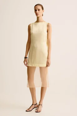 New ESSE RIO COWL BACK DRESS LemonCitrus