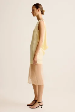 New ESSE RIO COWL BACK DRESS LemonCitrus