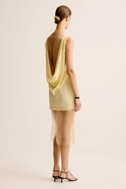 New ESSE RIO COWL BACK DRESS LemonCitrus