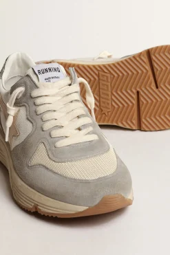 Sale GOLDEN GOOSE RUNNING SOLE SNEAKER SILVER/WHITE/CREAM/SMOKEGREY/SILVER