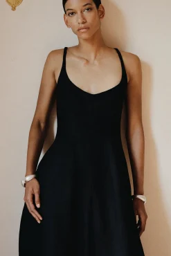 Store FAITHFULL THE BRAND SANNE MIDI DRESS Black