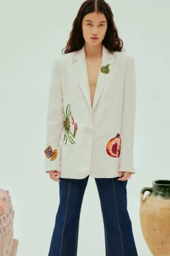 Fashion ALÉMAIS SEB EMBELLISHED BLAZER Cream