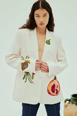 Fashion ALÉMAIS SEB EMBELLISHED BLAZER Cream